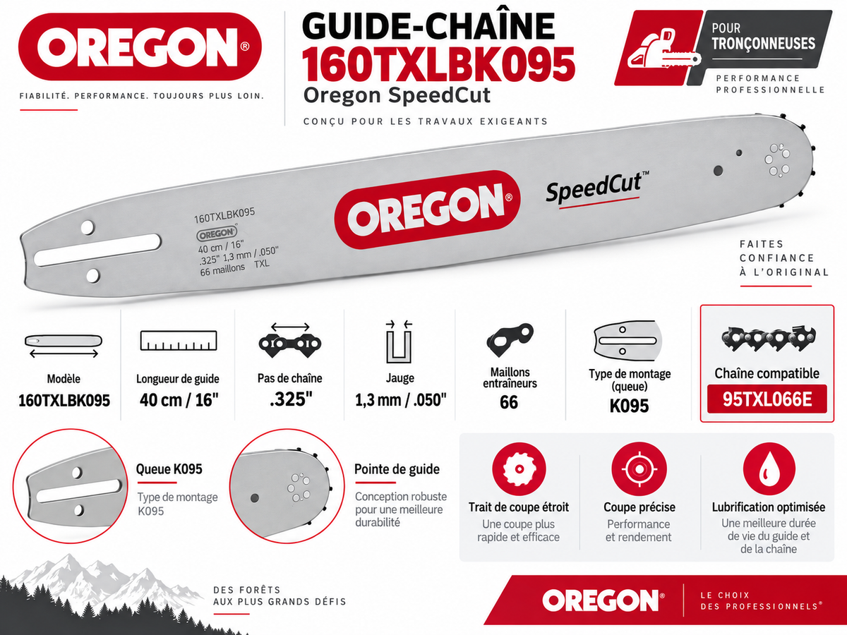 Guide tronçonneuse Oregon SpeedCut 160TXLBK095 40 cm 0,325" 1,3 mm