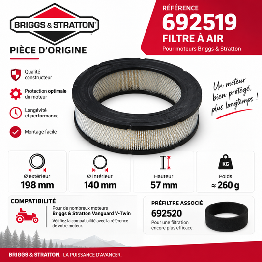 Filtre à air Briggs & Stratton – Réf. 692519
