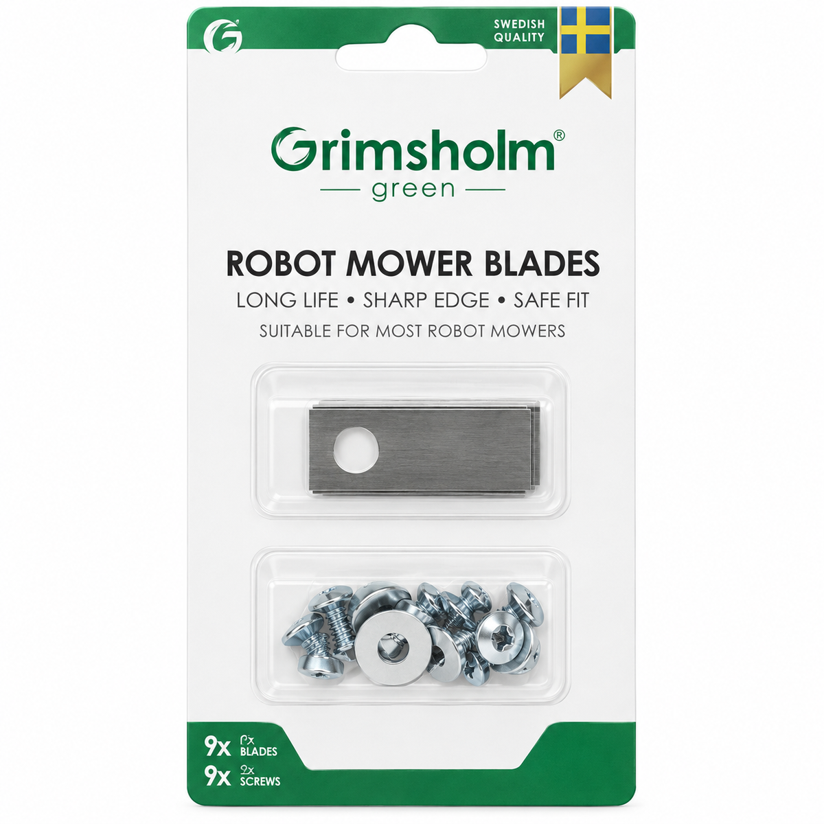 Lot de 9 lames Grimsholm FGP114 pour robot tondeuse Honda Miimo