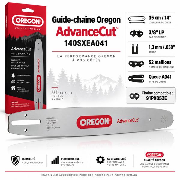 Guide de tronçonneuse Oregon AdvanceCut 35 cm – 3/8" LP – 1,3 mm – 140SXEA041