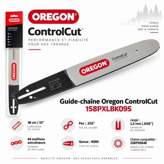 Guide tronçonneuse Oregon ControlCut 158PXLBK095 38 cm 0,325" 1,5 mm