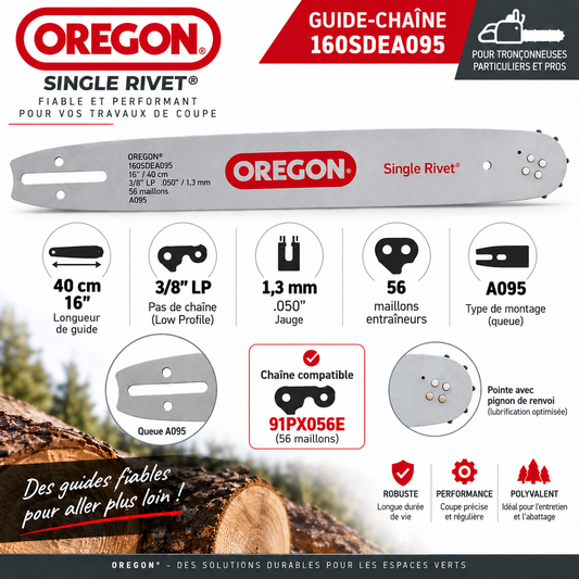 Guide tronçonneuse Oregon 160SDEA095 40 cm 3/8" LP 1,3 mm