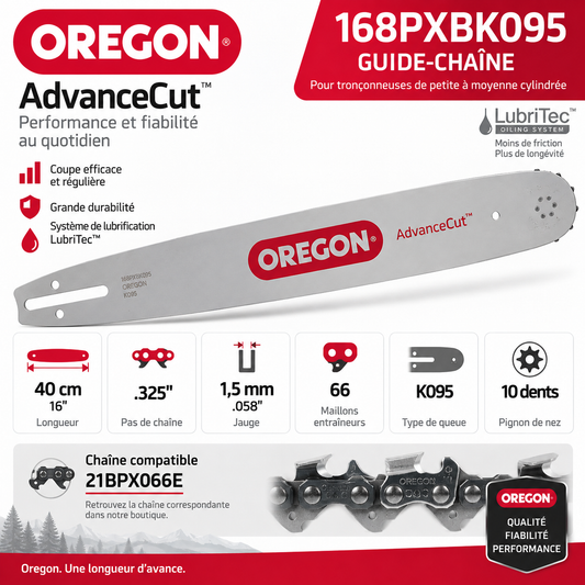 Guide tronçonneuse Oregon AdvanceCut 168PXBK095 40 cm 0,325" 1,5 mm