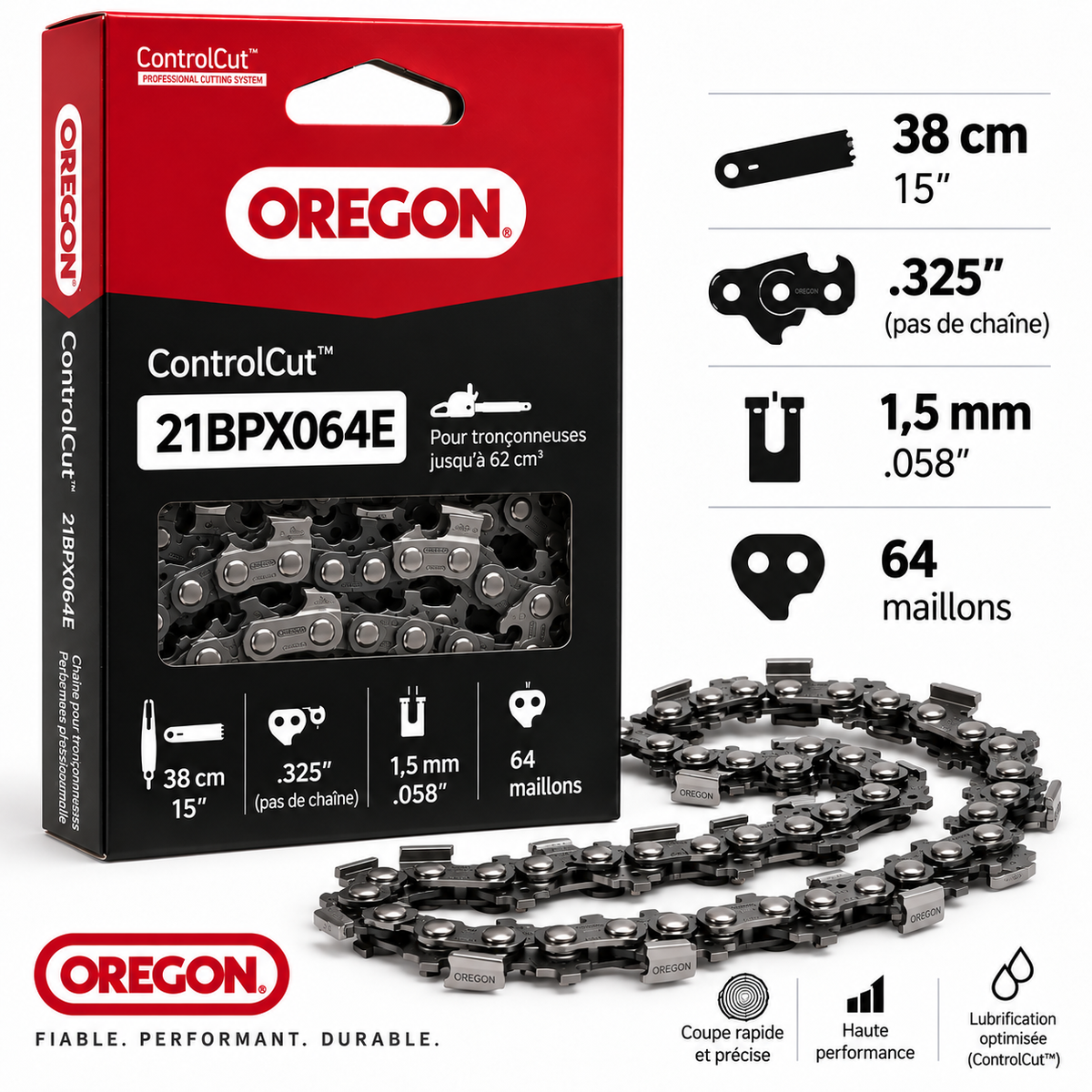 Chaîne tronçonneuse Oregon 21BPX064E .325" 1,5 mm 64 maillons