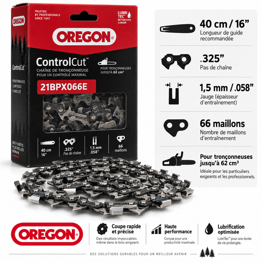 Chaîne tronçonneuse Oregon 21BPX066E .325" 1,5 mm 66 maillons