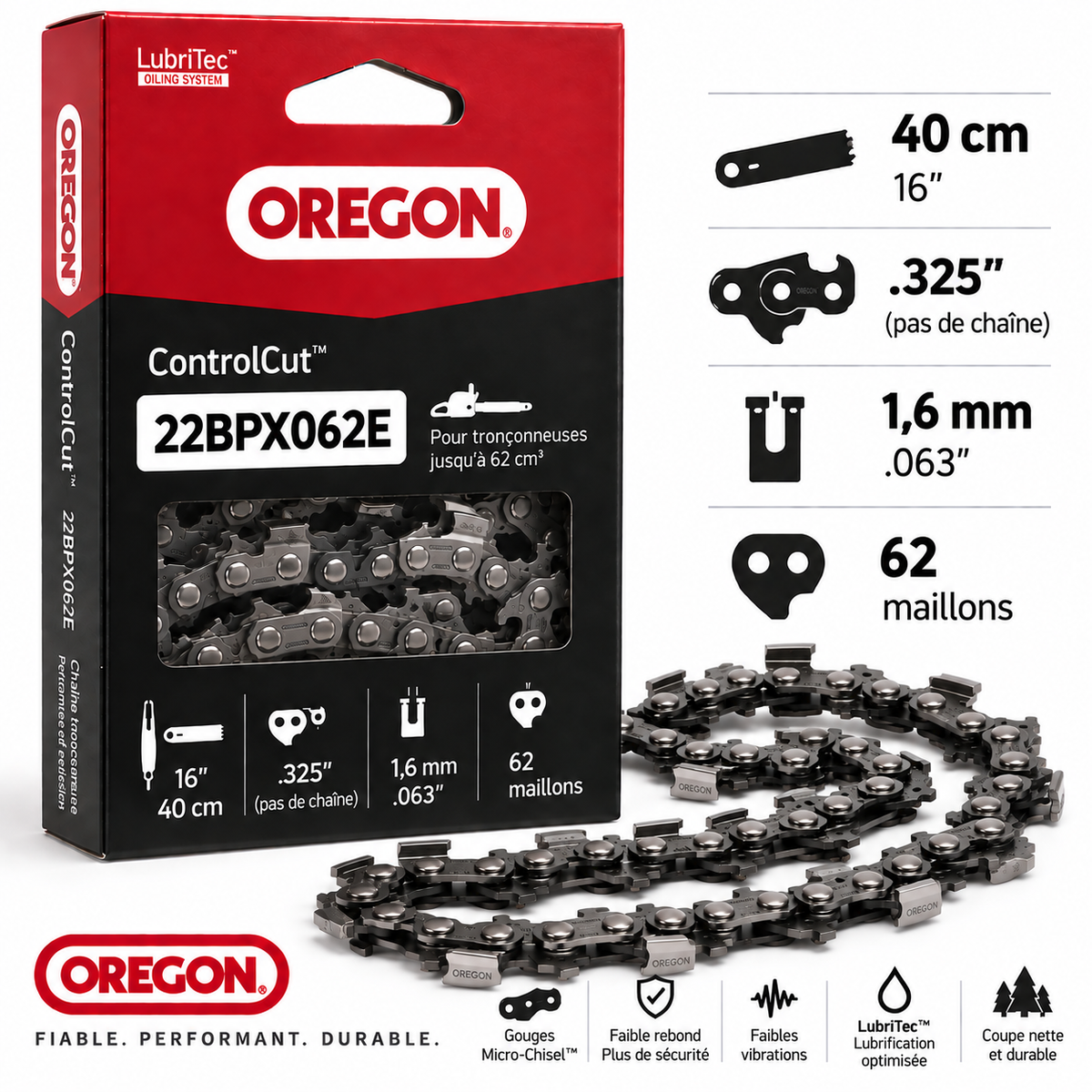 Chaîne tronçonneuse Oregon 22BPX062E .325" 1,6 mm 62 maillons