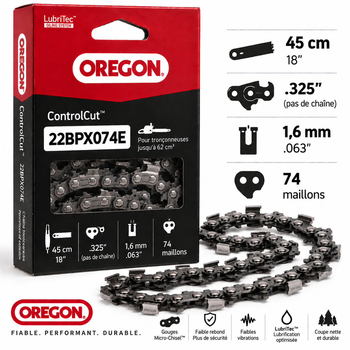 Chaîne tronçonneuse Oregon 22BPX074E .325" 1,6 mm 74 maillons
