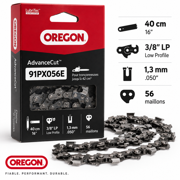 Chaîne tronçonneuse Oregon 91PX056E – 3/8" LP – 1,3 mm – 56 maillons