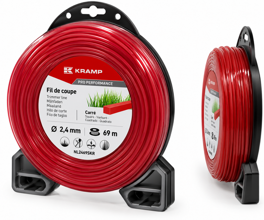 Fil de coupe Kramp Pro Performance carré Ø 2,4 mm 69 m pour débroussailleuse