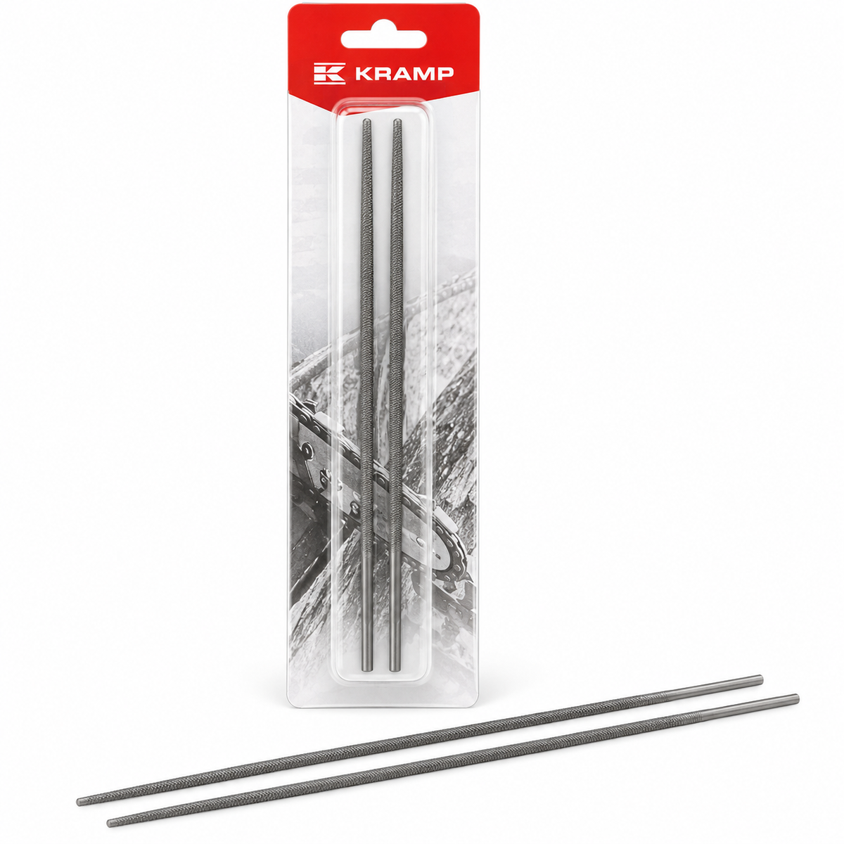 Lot de 2 limes rondes Kramp Ø 5,5 mm 7/32 pour chaîne de tronçonneuse