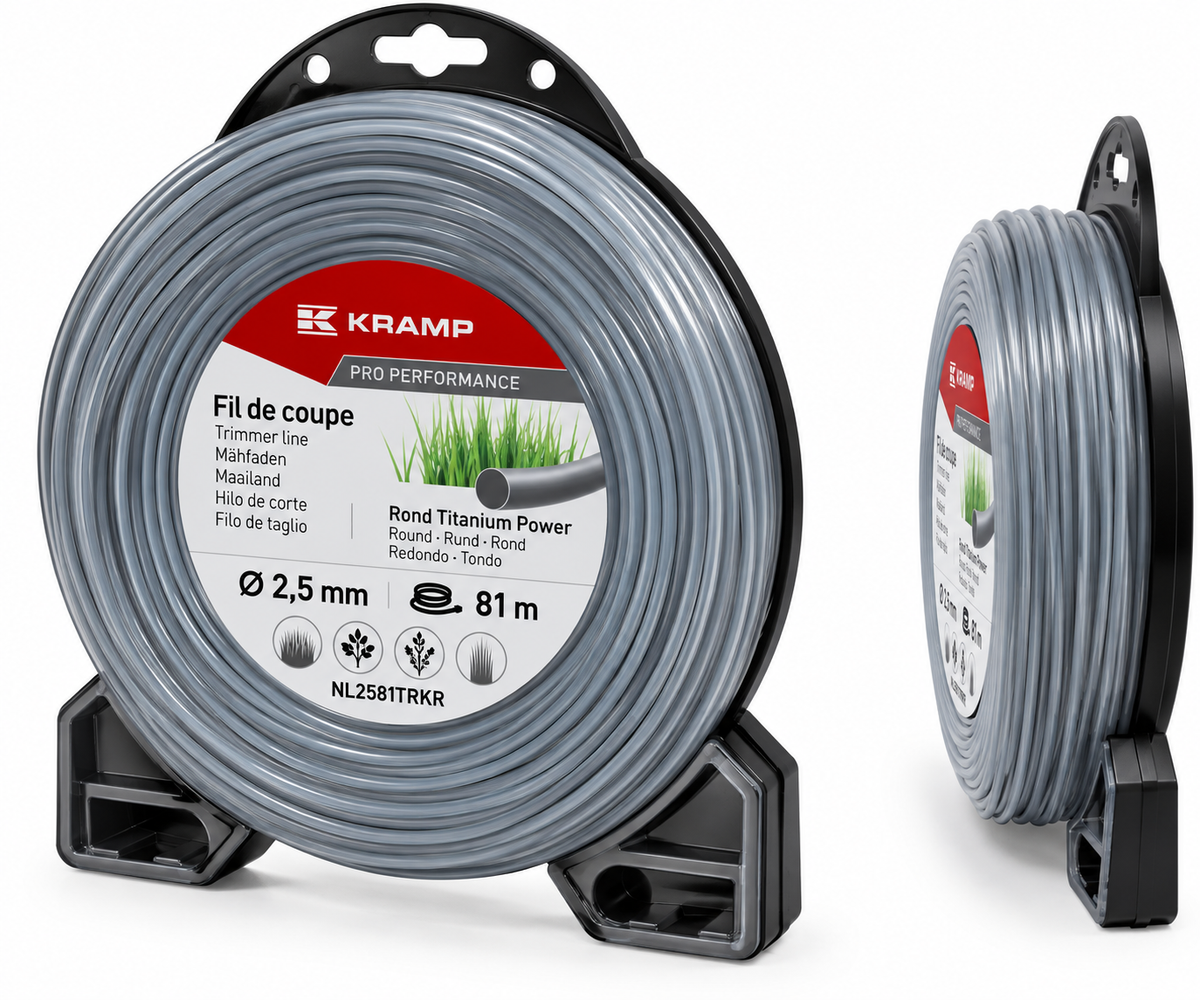 Fil de coupe Kramp Titanium Power rond Ø 2,5 mm 81 m pour débroussailleuse
