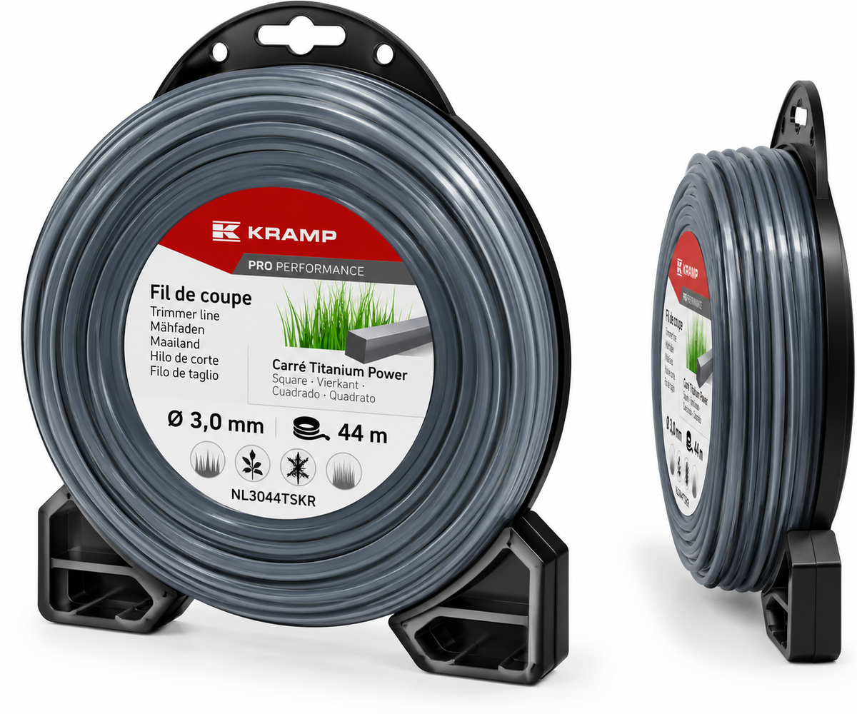 Fil de coupe Kramp Titanium Power carré Ø 3 mm 44 m pour débroussailleuse